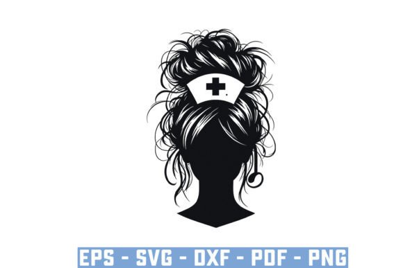 Messy Bun Nurse Face Silhouette Files Graphic Crafts By Ayan Graphicriver
