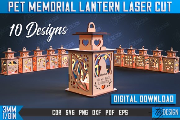 Pet Memorial Lantern Laser Cut Bundle Graphic 3D SVG By flydesignsvg