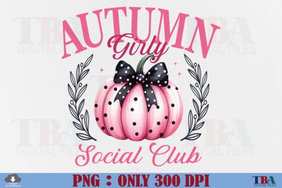 Pumpkin Pink Coquette, Autumn Girly PNG Illustration Designs de T-shirts Par TBA Digital Files