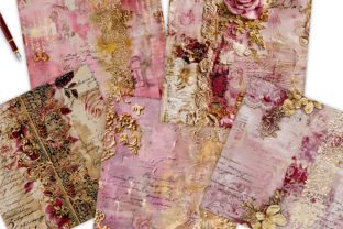 Romantic Rococo Dusty Rose Antique Lace Grafika Papierowe Wzory Przez Visual Gypsy 7