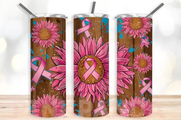 Sunflower Ribbon Cancer Tumbler Wrap Png Graphic Crafts By PinkPanda