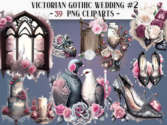Victorian Gothic Wedding #2 Cliparts Graphic Illustrations By EdeniaArtStudio
