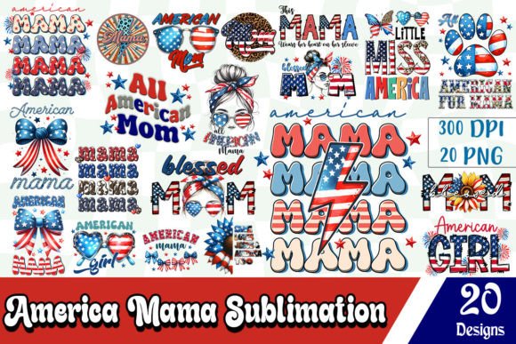America Mama Sublimation Bundle Graphic Print Templates By basilio.vintage
