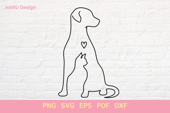 Dog and Cat Outline Graphic Crafts By HARUdesign