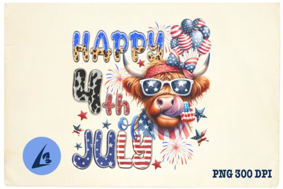 Happy 4th of July USA Cow PNG Gráfico Artesanato Por Liltwas