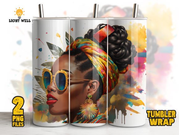 Juneteenth Afro Messy Bun Tumbler Wrap Graphic Tumbler Wraps By LightWell