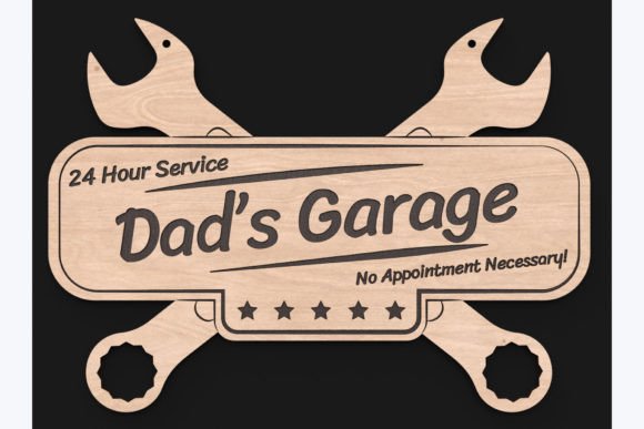 Laser Cut Dads Garage Sign Svg Files Gráfico SVG 3D Por ThemeXDigital