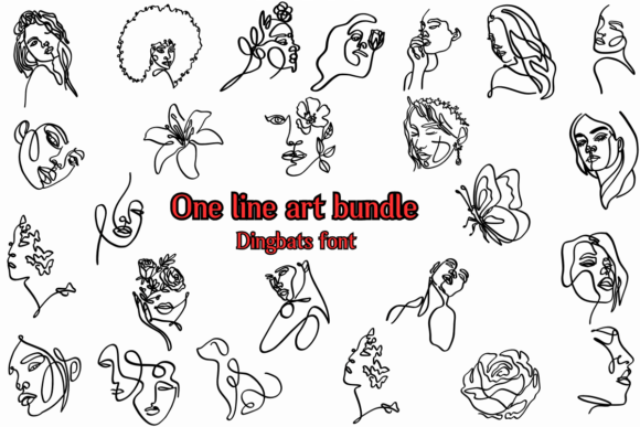 One Line Art Bundle Dingbats Font By Jeaw Keson