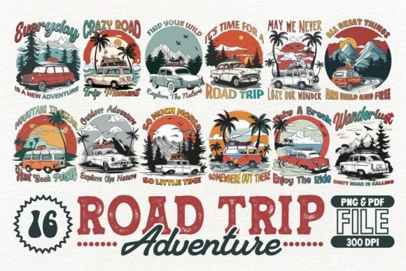 Road Trip Adventure Design Bundle Graphic T-shirt Designs By Universtock