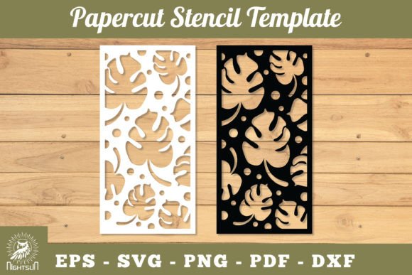 Tropical Leaves Papercut Stencil SVG 2 Gráfico Manualidades Por NightSun