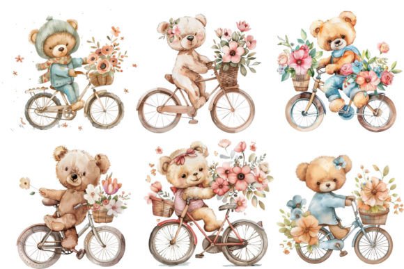 3d Teddy Ride Bicycle with Flower Graphic AI Transparent PNGs By Nayem Khan