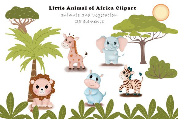 Animal of Africa Clipart, Png, Jpeg. Grafik Druckbare Illustrationen Von KempiArtStore