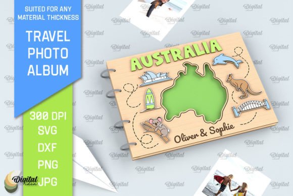 Australia Travel Photo Album Laser Cut Graphic 3D SVG By Digital Idea