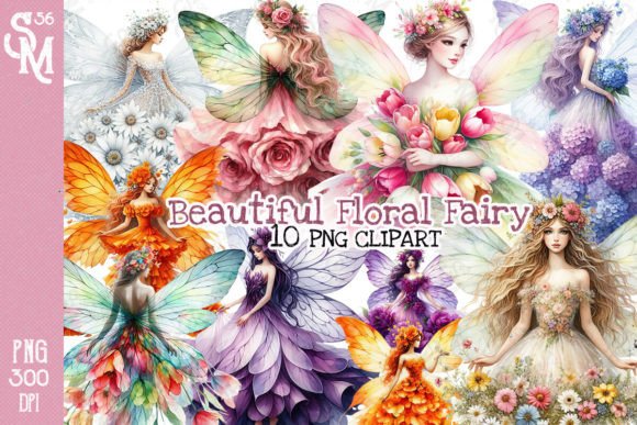 Beautiful Floral Fairy Clipart PNG Graphic Illustrations By StevenMunoz56
