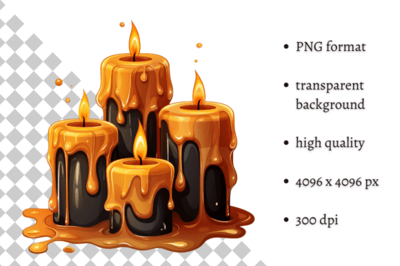 Cute Halloween Candles PNG Clipart Gráfico Ilustrações para Impressão Por MashMashStickers