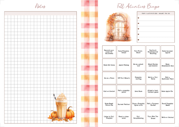 Fall Activities Planner Papers Graphic Backgrounds By BonaDesigns