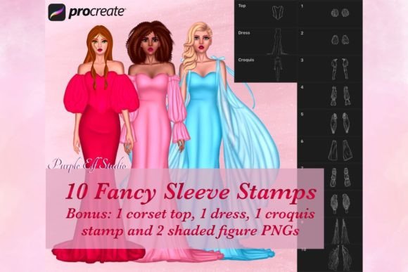 Fancy Sleeves Procreate Stamps Graphic Brushes By Ria Khurana