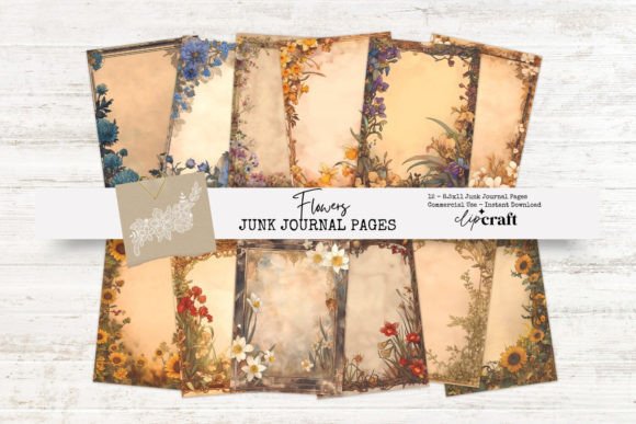 Floral Junk Journal Pages Flowers Grafika Grafika AI Przez Clipcraft