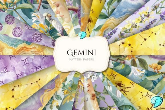 Gemini Digital Pattern Papers Illustration Objets Graphiques de Haute Qualité Par Emily Designs