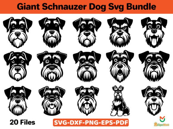 Giant Schnauzer Dog Svg Bundle Graphic T-shirt Designs By Uniquemart