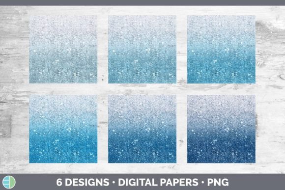 Glitter Ombre Bright Blue Paper Backgrou Graphic AI Illustrations By Enliven Designs