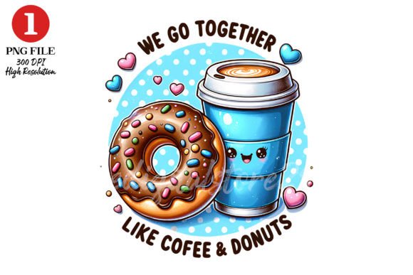 Go Together Like Coffee & Donuts Clipart Illustration PNG transparents AI Par TheDigitalStore247