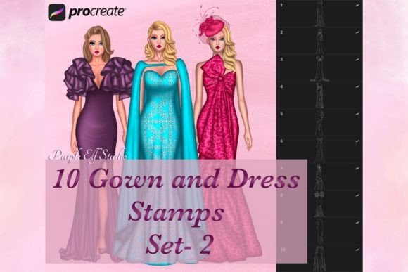 Gown and Dress Procreate Stamps Graphic Brushes By Ria Khurana