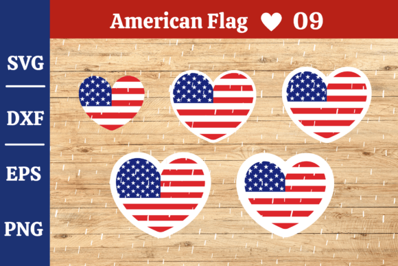Heart USA Flag SVG,EPS, Dxf,Png #09 Graphic Illustrations By momstercraft
