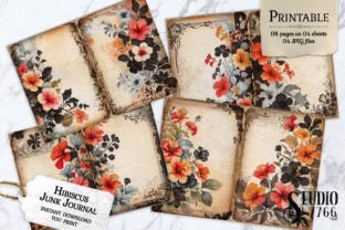 Hibiscus Junk Journal Pages Graphic Print Templates By Studio 7766 1