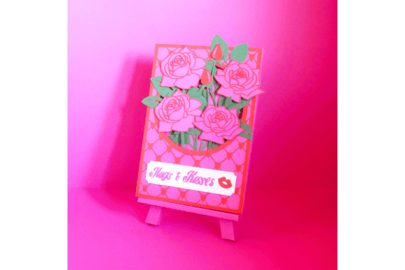 Hugs and Kisses Flower Card Pop-up cards 3D SVG Craft By 3D SVG Crafts