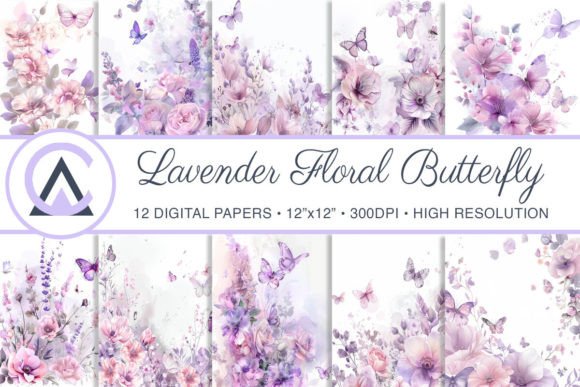 Lavender Flowers Butterfly Backgrounds Graphic Backgrounds By ArtCursor