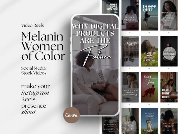 Melanin Women of Color Video Reels Graphic Social Media Templates By ramzapata