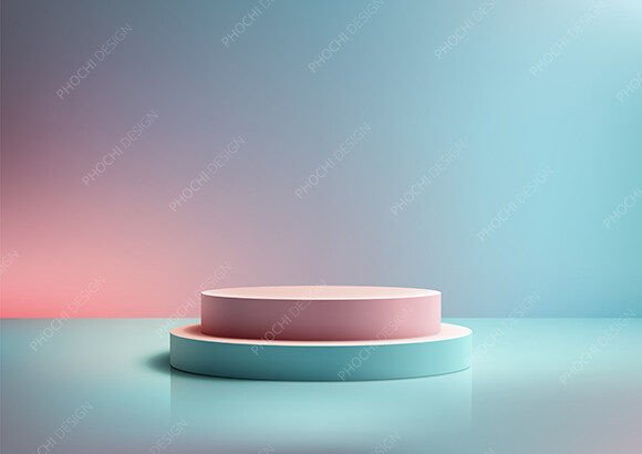 Pastel 3D Two Tone Pink and Blue Podium Grafica Modelli di Prodotto Progettati su Misura Di phochi