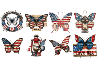 Patriotic Butterfly Clipart Graphic Illustrations By Markicha Art 4