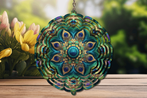 Peacock Feathers Wind Spinner Graphic Crafts By TCSP Designs