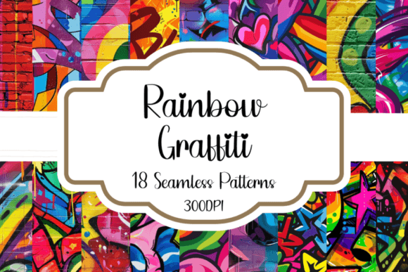 Rainbow Graffiti Seamless Patterns Gráfico Patrones IA Por printablesbyfranklyn