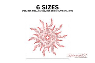 Sun Mandala Pattern Mandala Design de Bordado Por Redwork101 2