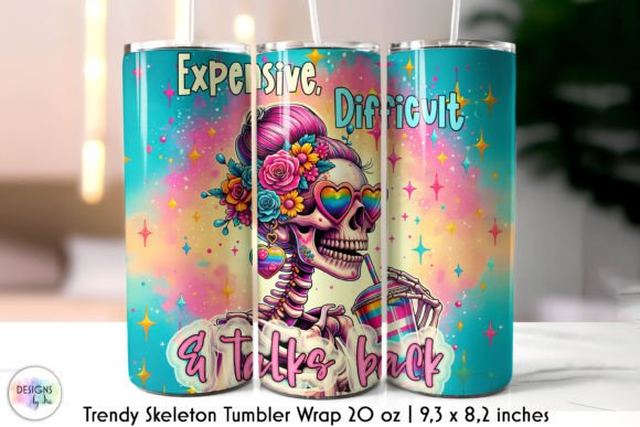 Trendy Skeleton Tumbler Wrap Design Graphic Crafts By Designs by Ira