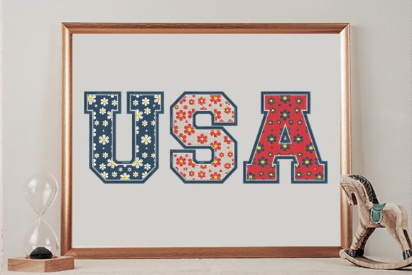 USA Floral Daisy Independence Day Embroidery Design By wick john