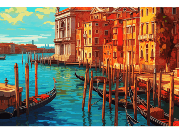 Venice Italy Gondola Waterway #24 Graphic AI Graphics By Anuchartl