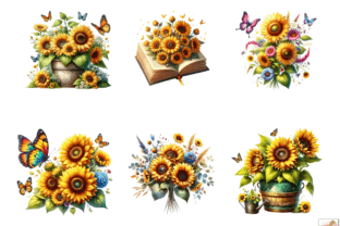 Watercolor Sunflowers and Butterflies Graphic Illustrations By Artistic Revolution 7