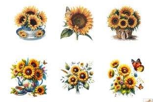 Watercolor Sunflowers and Butterflies Graphic Illustrations By Artistic Revolution 9