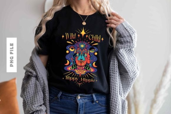 Wild Child Trippy Hippie T-shirt Design Graphic T-shirt Designs By Universtock