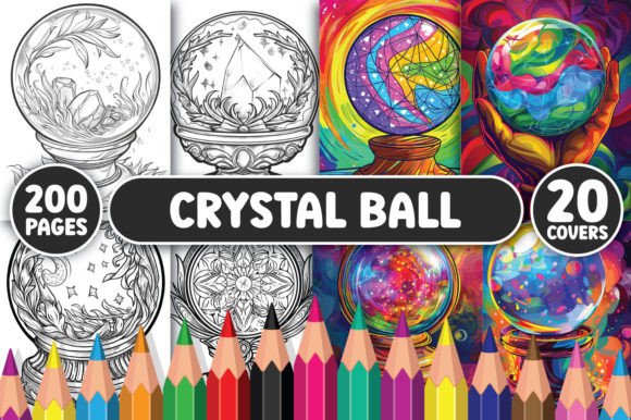 200 Crystal Ball Coloring Pages Graphic Coloring Pages & Books Adults By GLASSYMART