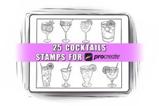 25 Cocktails Procreate Stamps Graphic Brushes By ProcreateSale 1