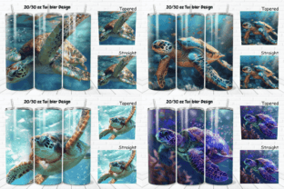 3D Pretty Sea Turtle Tumbler Wrap Bundle Graphic Tumbler Wraps By Regulrcrative 3