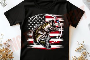 Bass Fishing American Flag Png Graphic T-shirt Designs By DeeNaenon 2