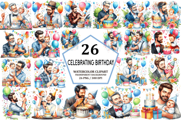 Celebrating Birthday Fathers Day Clipart Graphic Illustrations By Pixelique