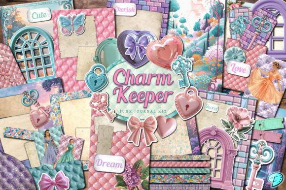 Charm Keeper Junk Journal Kit Graphic Objects By Emily Designs