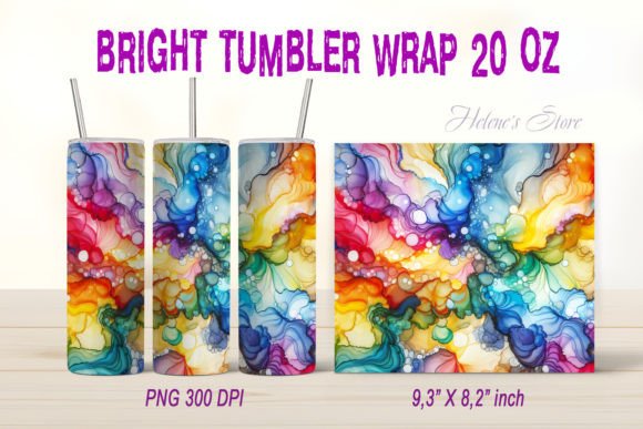 Colorful Alcohol Ink Art Tumbler Wrap 20 Graphic Crafts By Helene's store